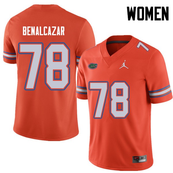 Jordan Brand Women #78 Ricardo Benalcazar Florida Gators College Football Jersey Orange